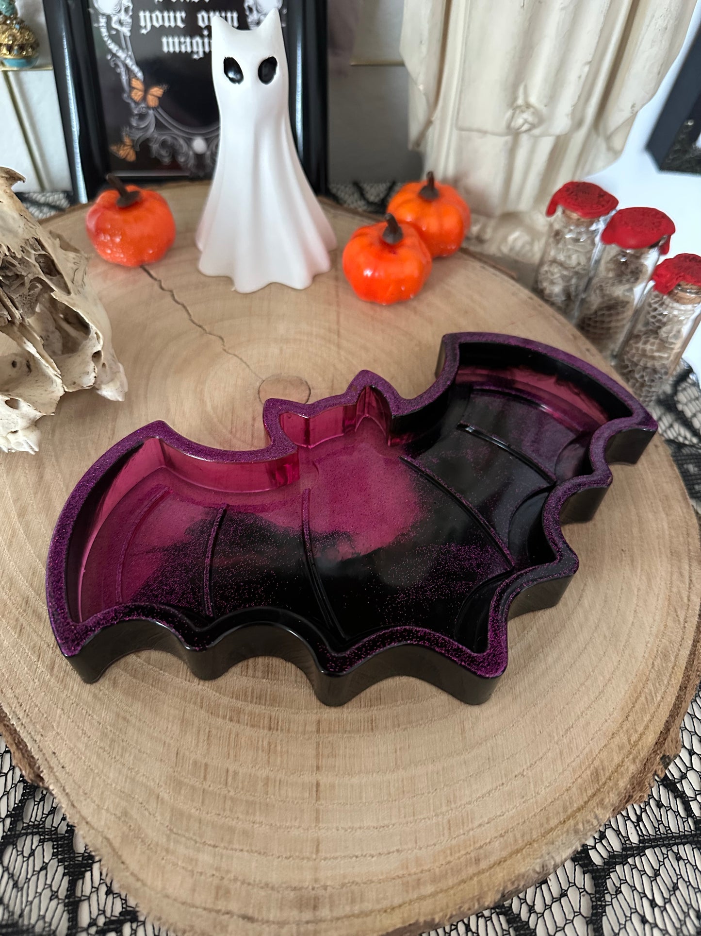 Fledermaus Schmuckschale schwarz-lila