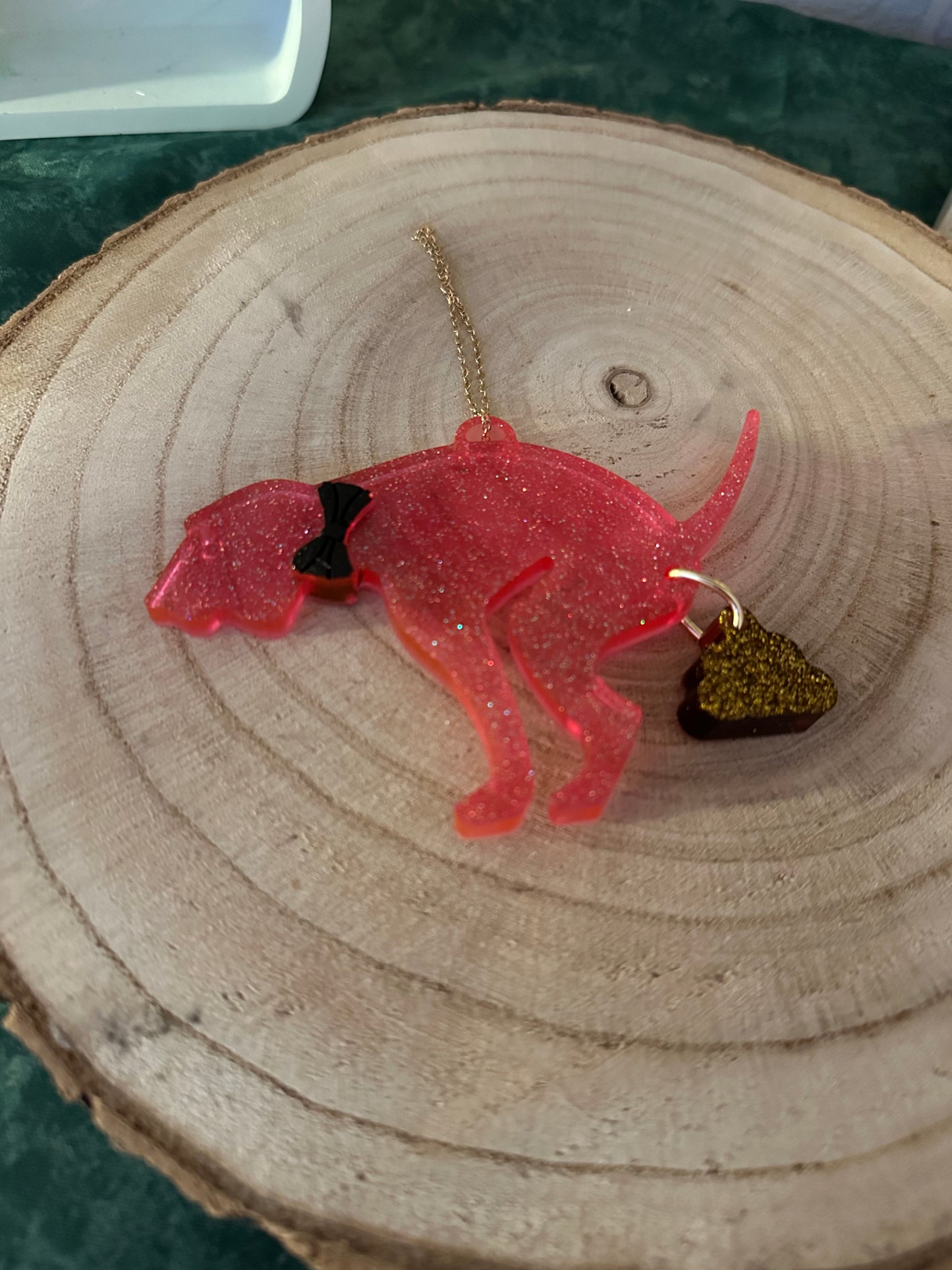 Baumschmuck Hund rosa/gold