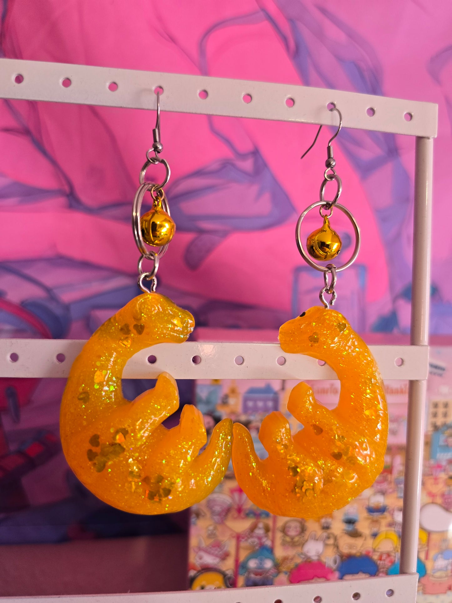 Ohrringe "Dino Party" (orange-gelb)