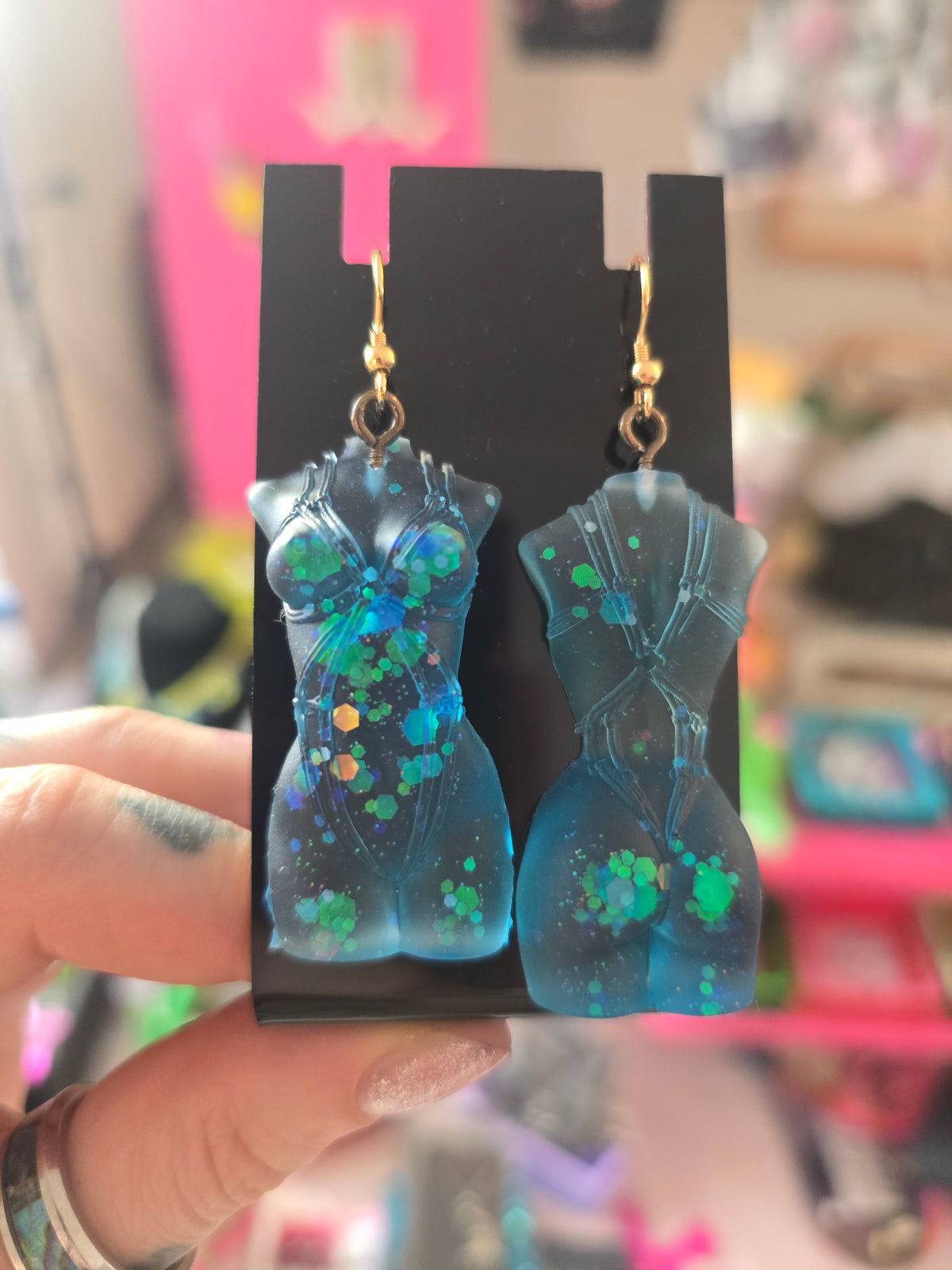 Ohrringe "Dark Romance" blau-gold