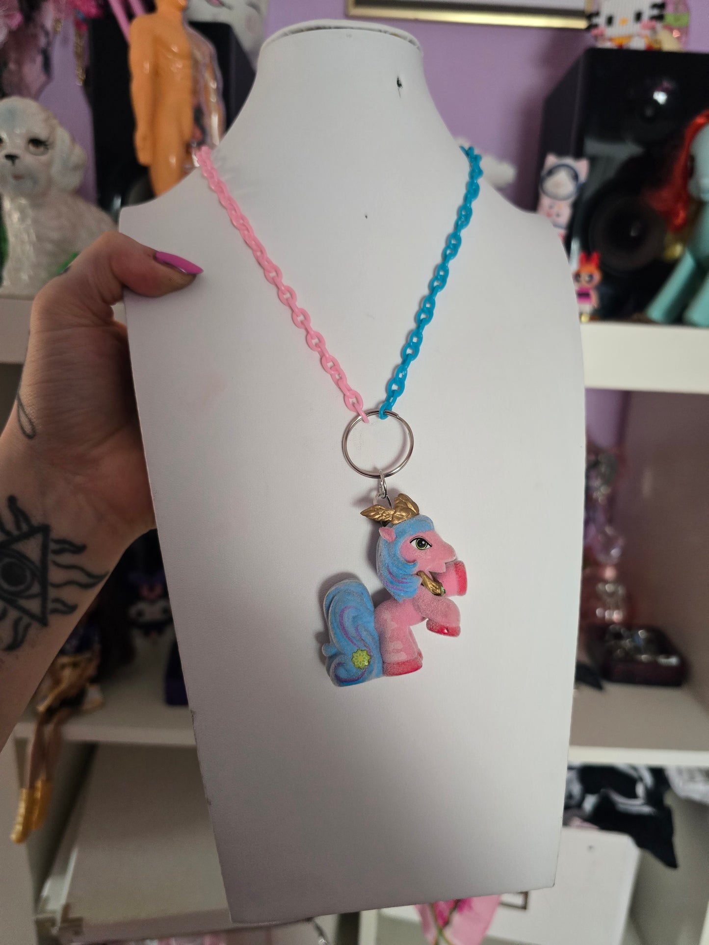 Kette "Ponyhof" (rosa-blau)