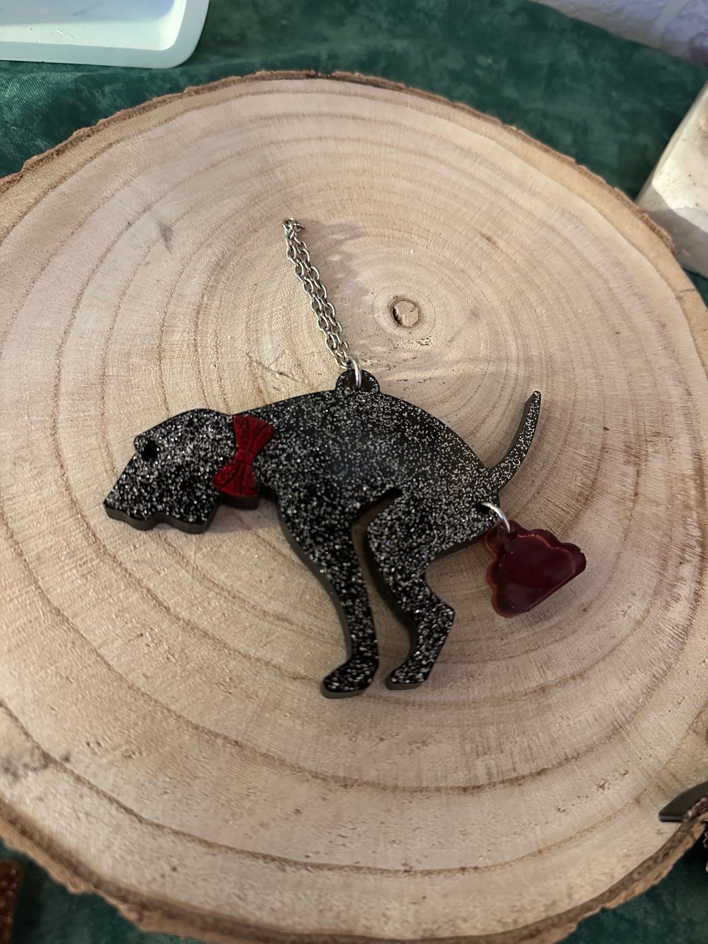 Baumschmuck Hund schwarz/silber