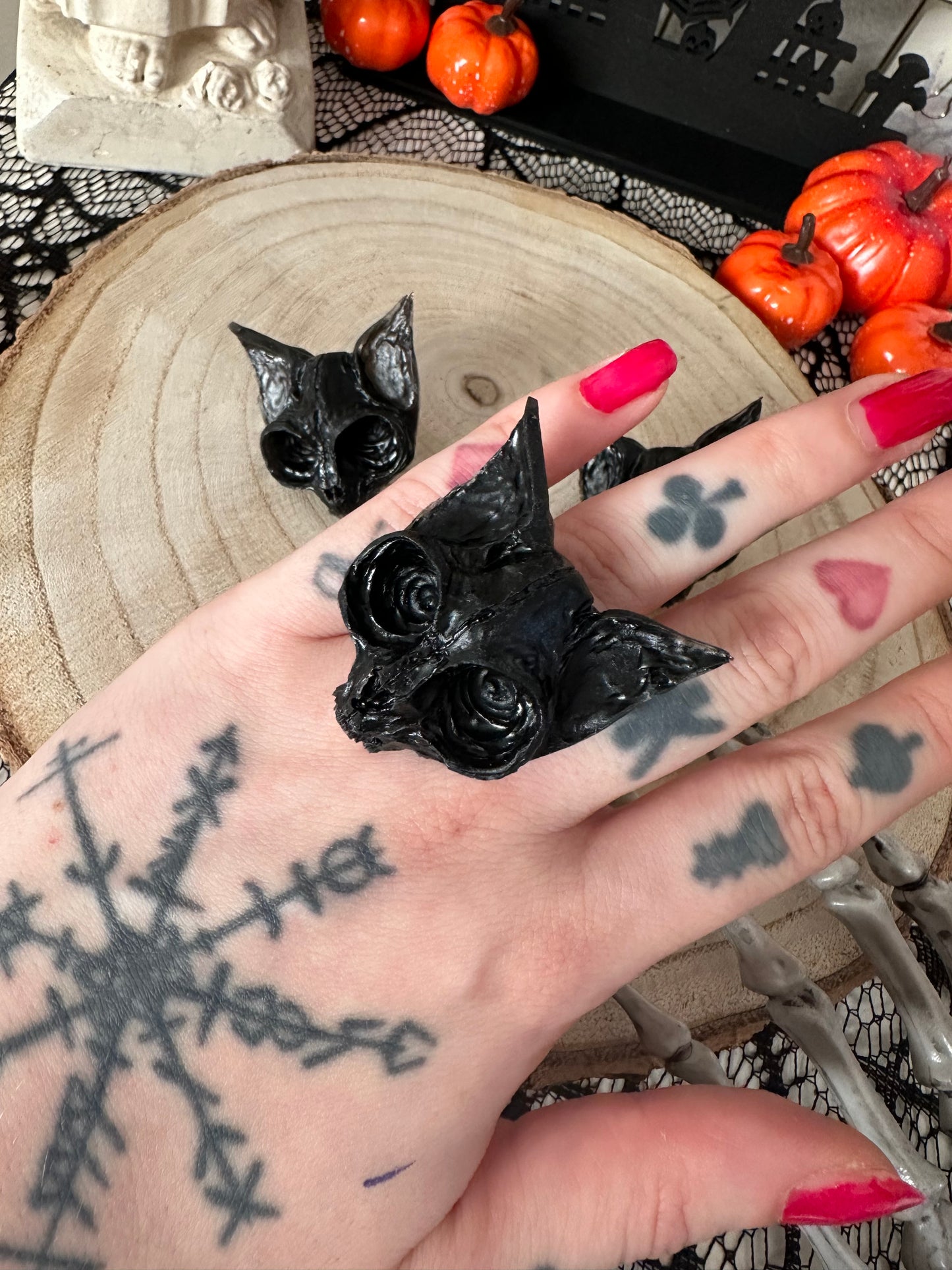 Ring "Kitty is dead" (Edelstahl) Halloween