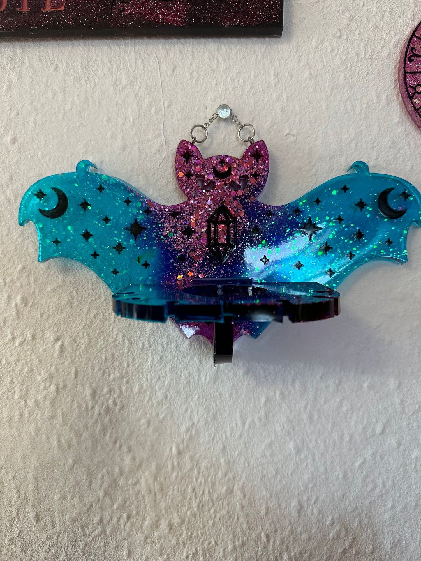 Fledermaus Teelichthalter blau-Galaxy Halloween