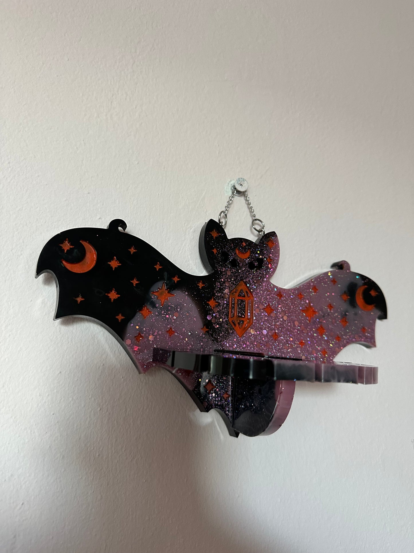 Fledermaus Teelichthalter schwarz-rosa Halloween