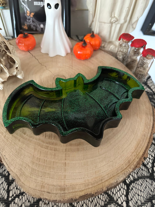 Fledermaus Schmuckschale schwarz-grün