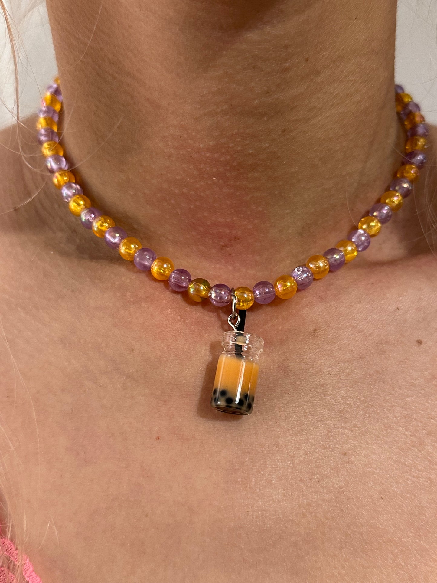 Perlen Choker „Bubble Tea“ orange