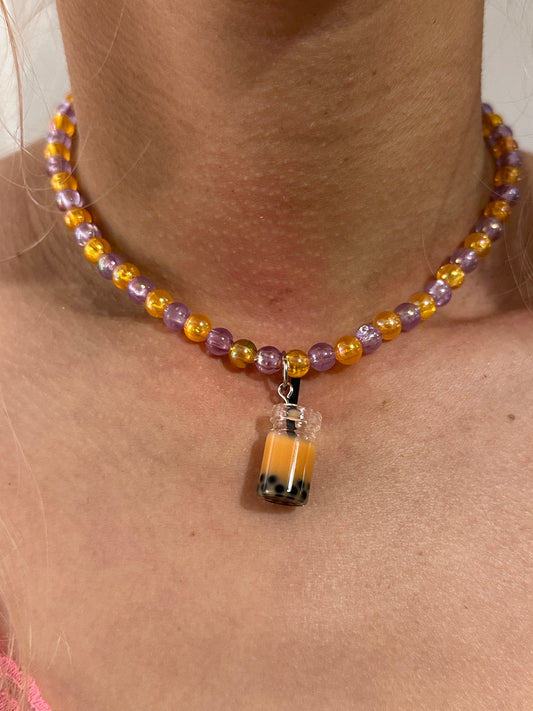 Perlen Choker „Bubble Tea“ orange