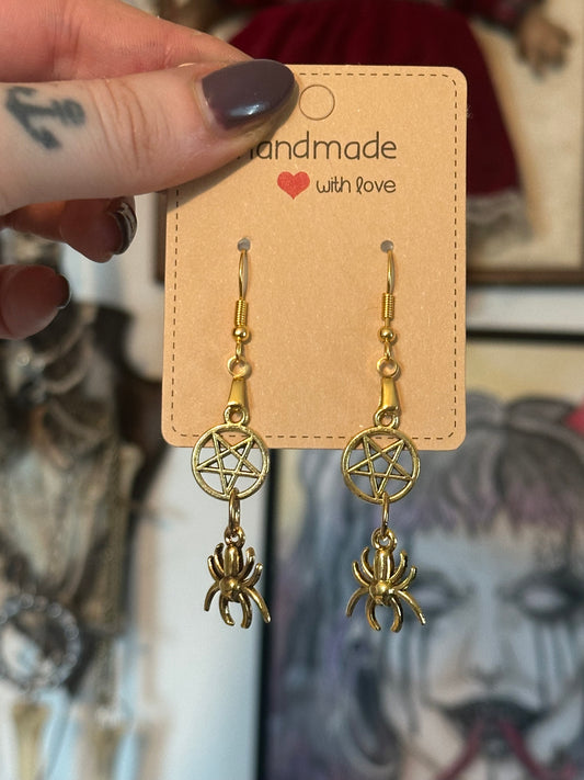 Ohrringe „Spinne + Pentagramm“