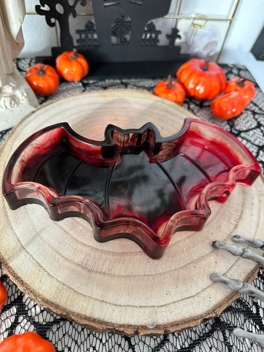 Fledermaus Schmuckschale schwarz-rot Halloween