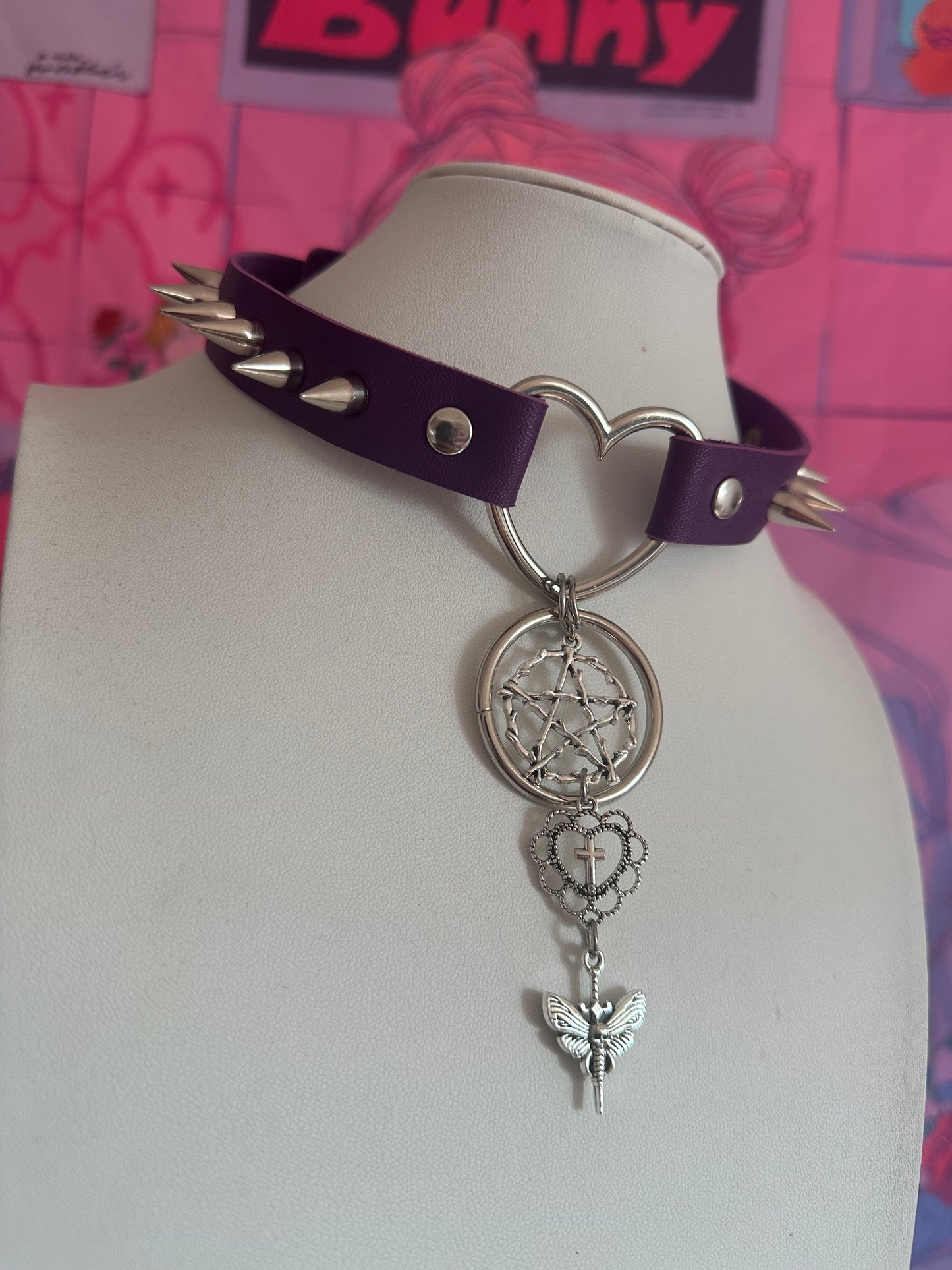 Upcycling Choker lila