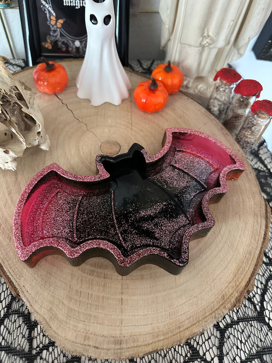 Fledermaus Schmuckschale schwarz-pink