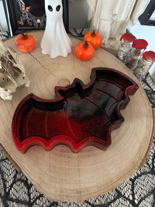 Fledermaus Schmuckschale schwarz-rot