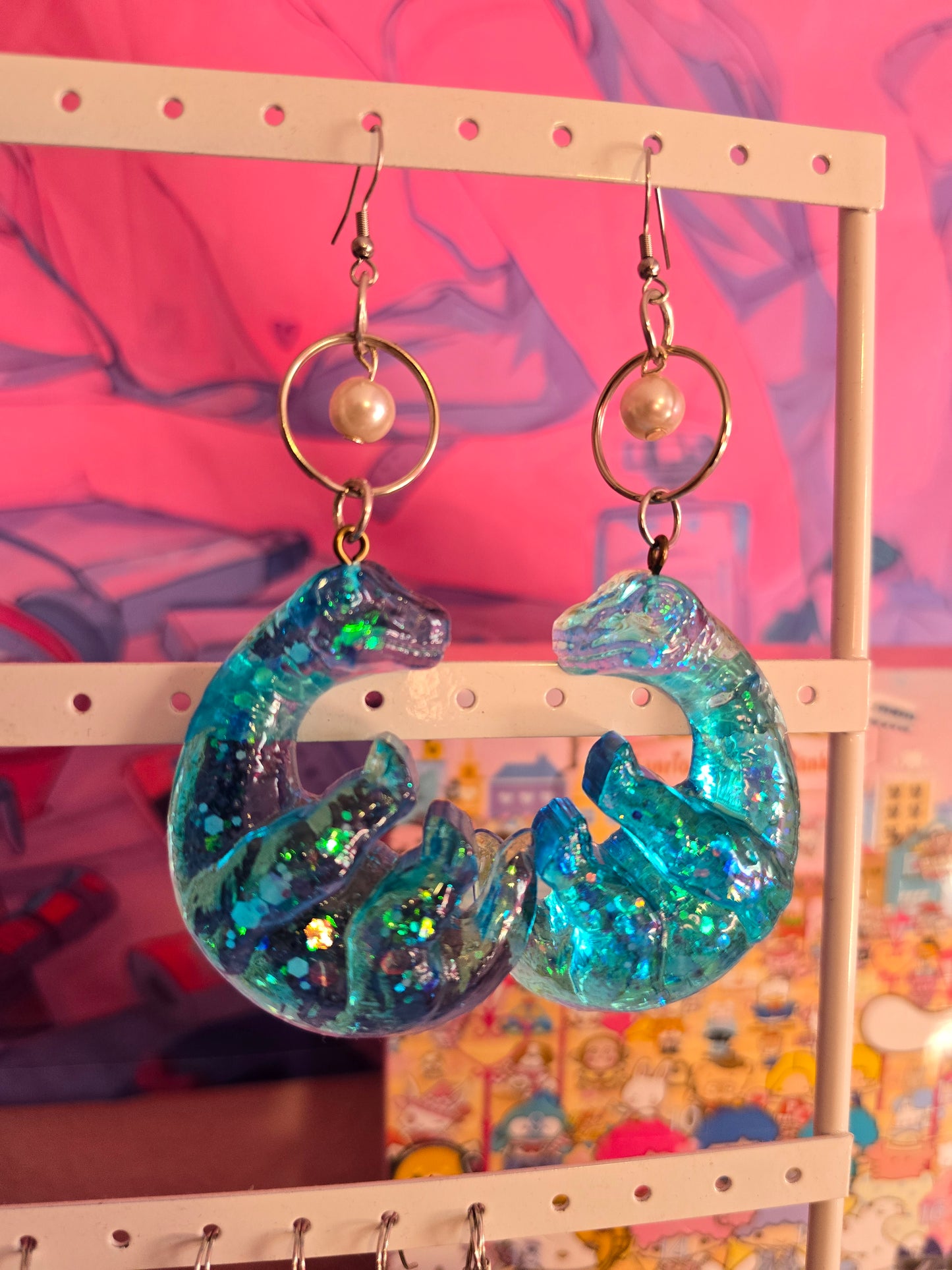 Ohrringe "Dino Party" (blau)