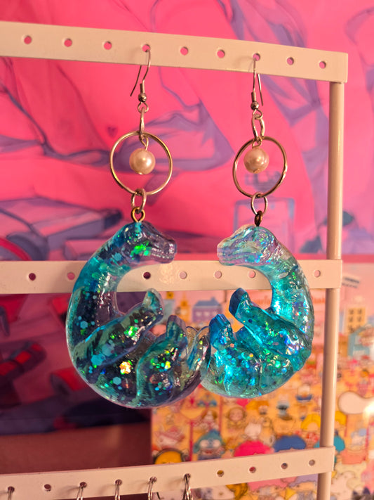 Ohrringe "Dino Party" (blau)