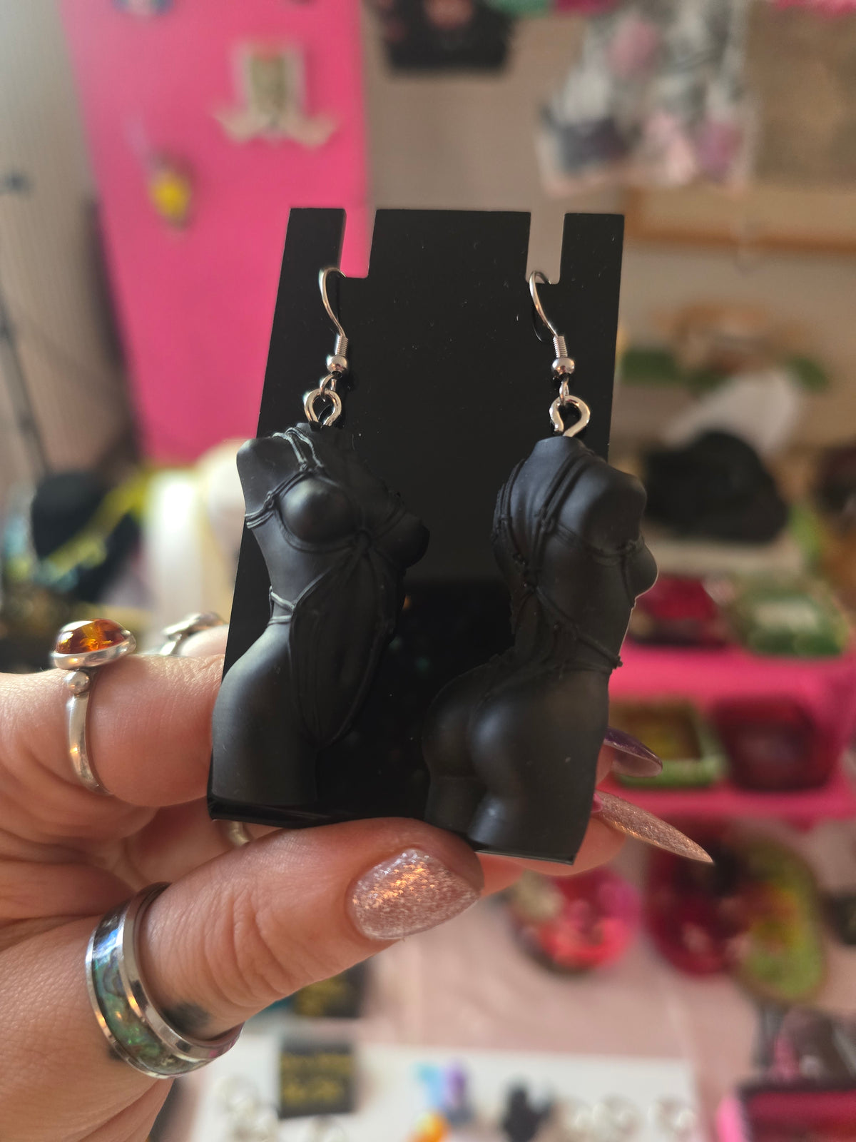 Ohrringe "Dark Romance" schwarz-silber