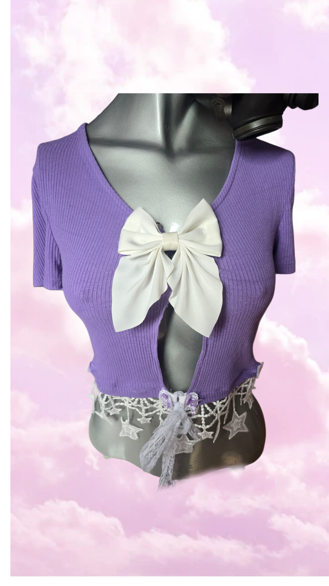 Crop Top lila mit Schleife