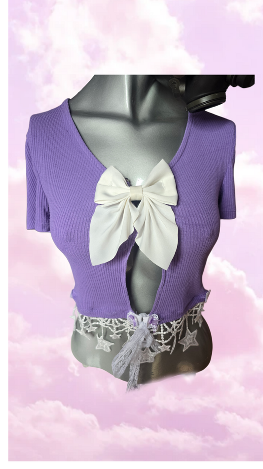 Crop Top lila mit Schleife
